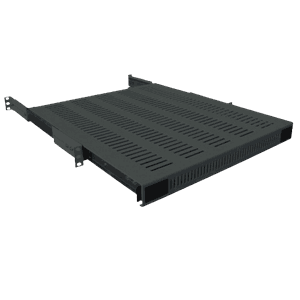 19" Uttrekkbar Hylle Sort Gulvskap Dybde 600mm Sort
