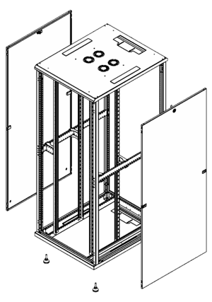 42U 800x1000 Serverrack, montert, uten dør og vegger
